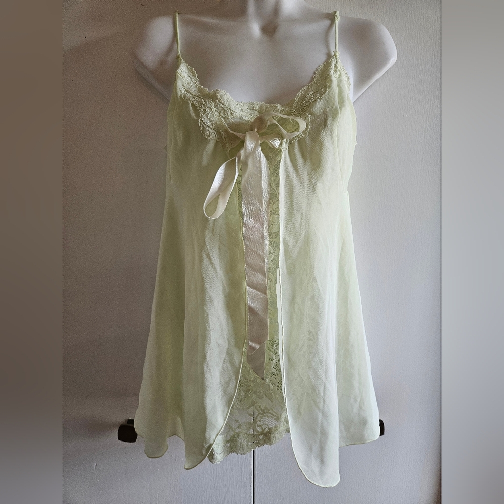 Victoria's Secret Mint Green Lace Chemise Overlay Satin Size XS